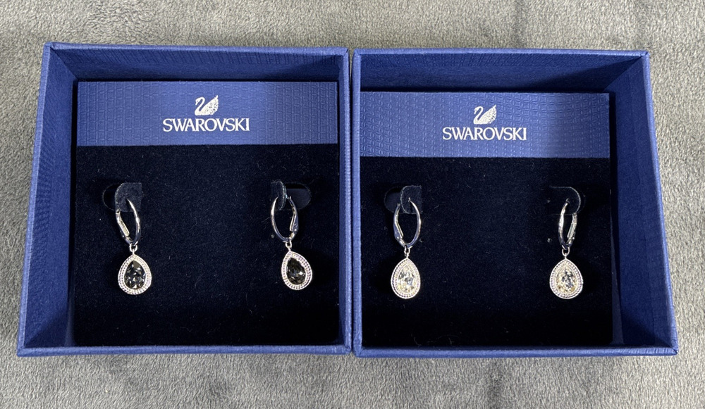 2pr New Swarovski Pierced Earrings Clear Teardrop Crystal 5036776 Aneesa Charity